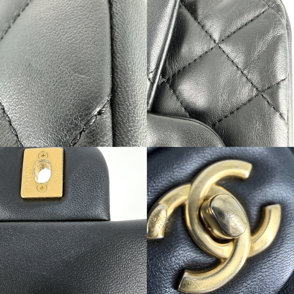 CHANEL シャネル ショルダーバッグ ハートチャーム ミニマトラッセ チェーンショルダー ターンロック Mini Matelasse ココマーク ラムスキン ブラック 黒 ゴールド金具 レディース【中古品】