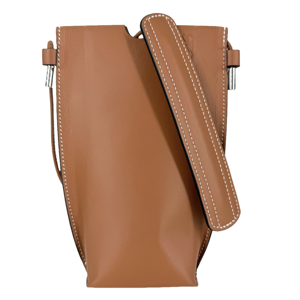 LOEWE ロエベ ショルダーバッグ アナグラム ゲートポケット ポシェット ショルダーポーチ スマホショルダー レザー ブラウン 茶 シルバー金具 レディース【中古品】