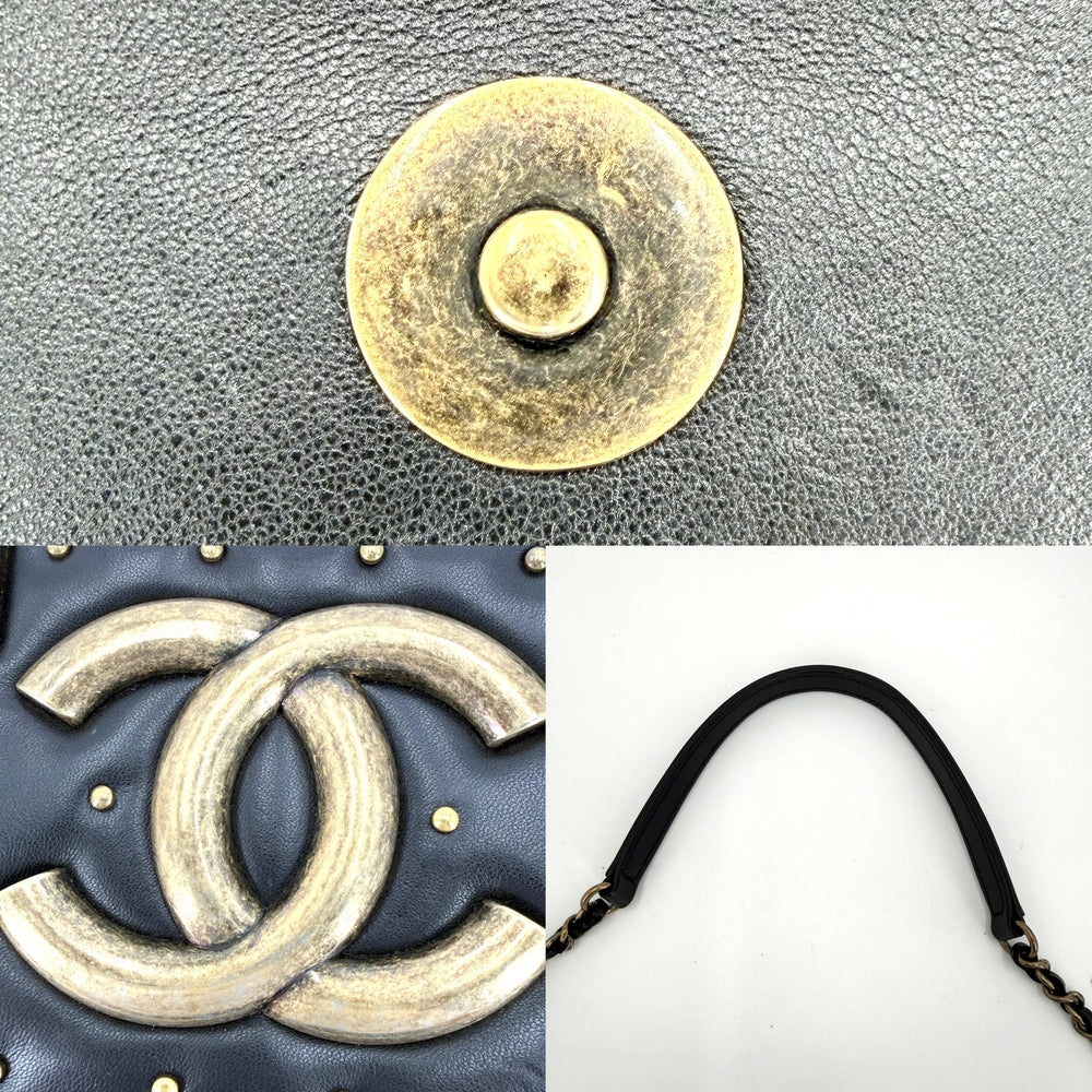 CHANEL シャネル ショルダーバッグ マトラッセ ボーイブリック チェーンショルダー ココマーク ラムスキン ブラック 黒 マットゴールド金具 レディース【中古品】