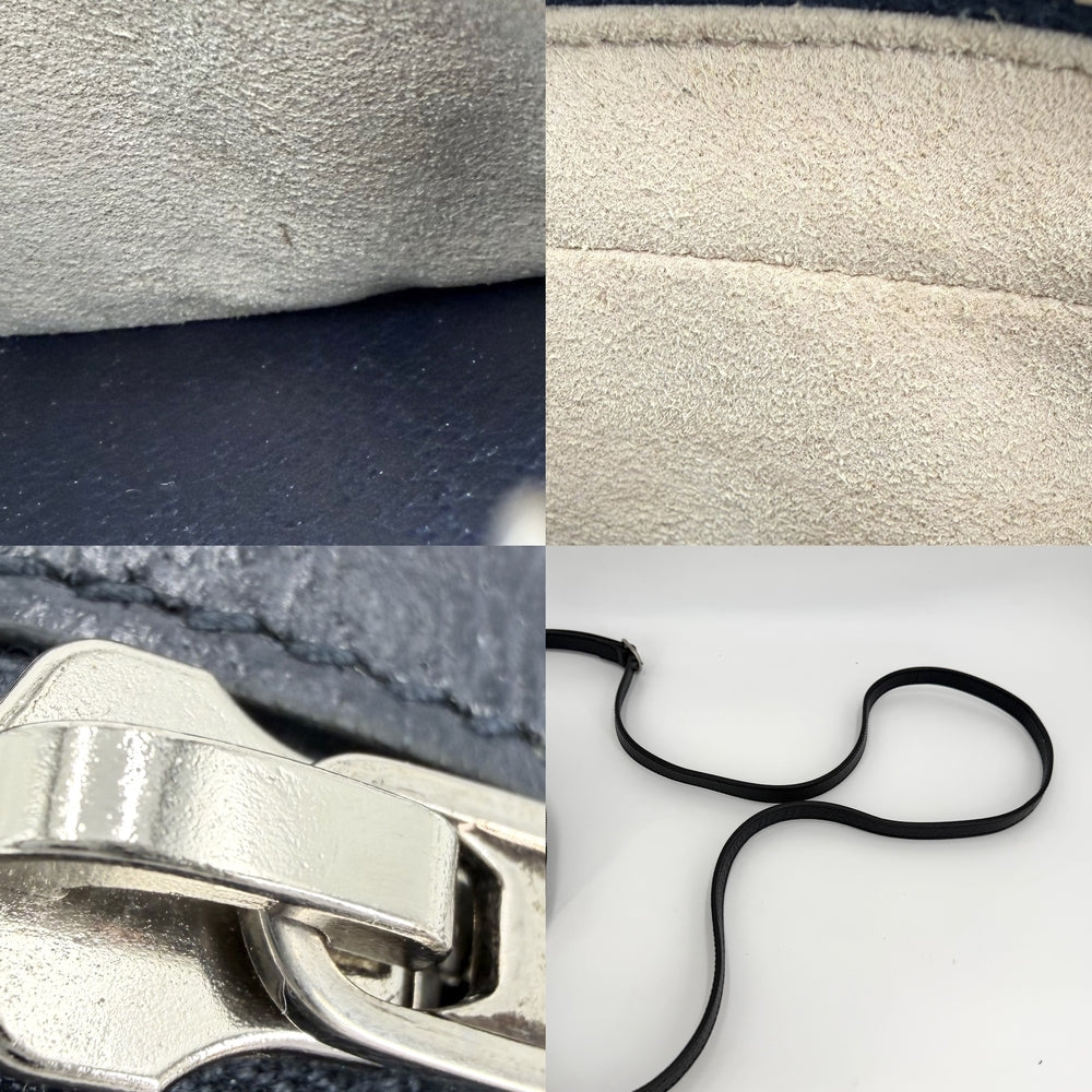 GUCCI グッチ ショルダーバッグ オフィディア シェリーライン ポシェット 小さめ 517350 GGスプリームキャンバス レザー ネイビー 紺 シルバー金具 レディース【中古品】