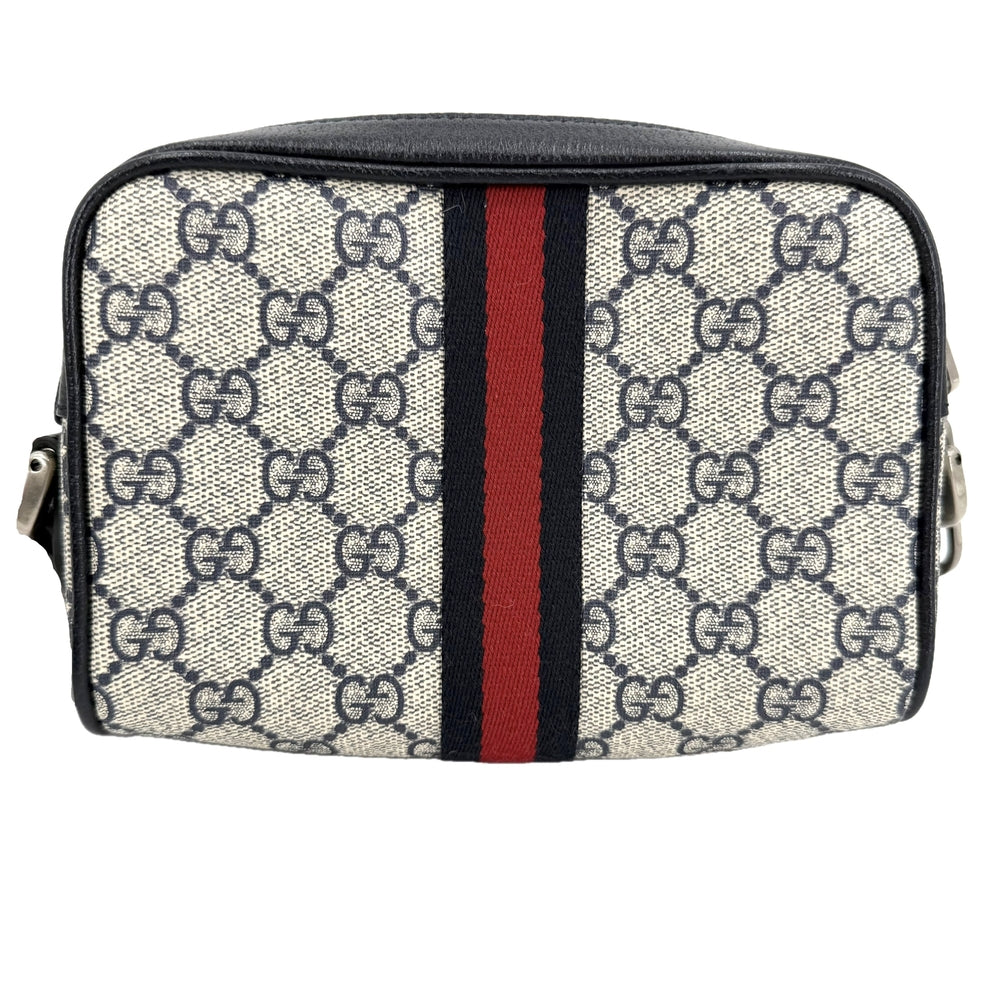GUCCI グッチ ショルダーバッグ オフィディア シェリーライン ポシェット 小さめ 517350 GGスプリームキャンバス レザー ネイビー 紺 シルバー金具 レディース【中古品】