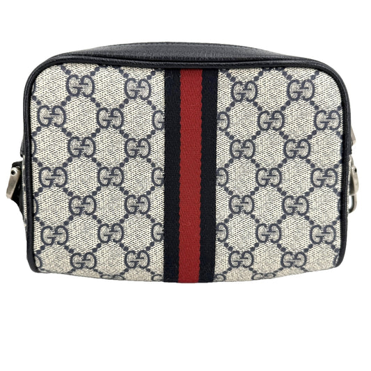 GUCCI グッチ ショルダーバッグ オフィディア シェリーライン ポシェット 小さめ 517350 GGスプリームキャンバス レザー ネイビー 紺 シルバー金具 レディース【中古品】
