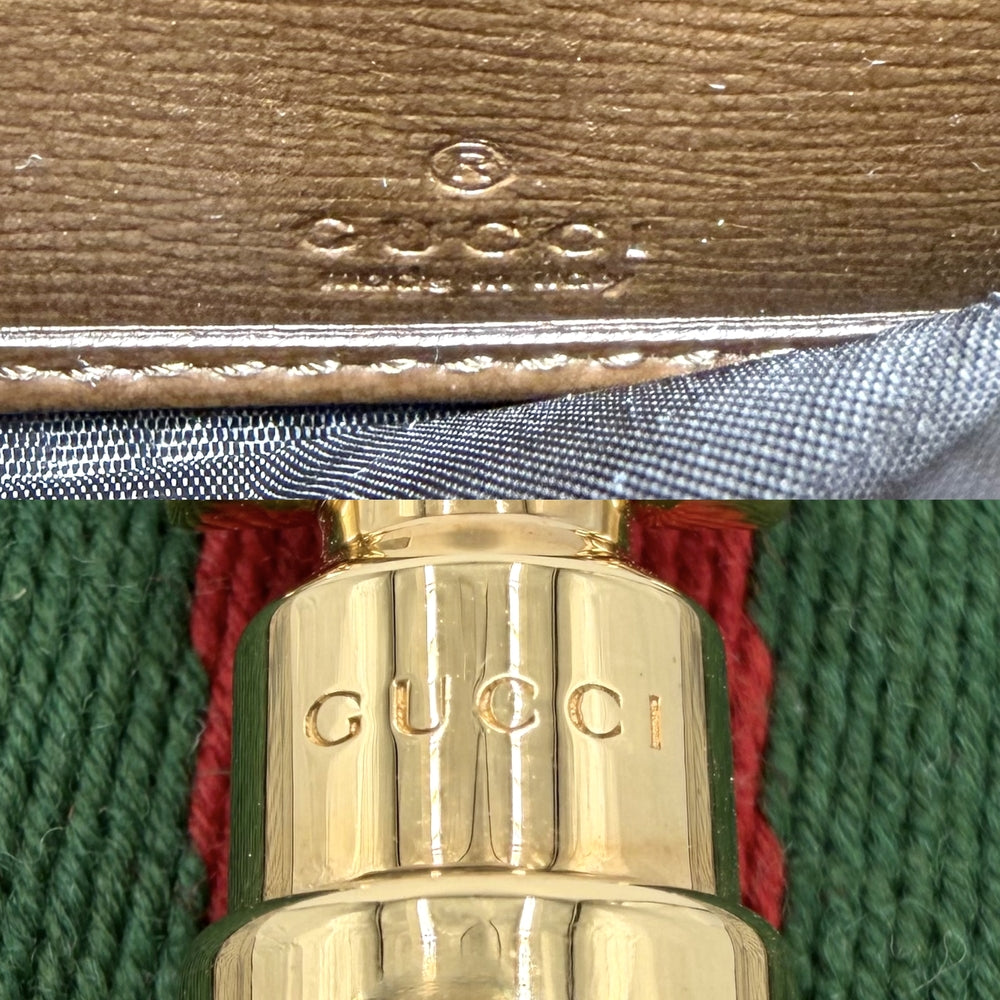GUCCI グッチ チェーンウォレット シェリーライン ジャッキー1961 長財布 ロングウォレット 652681 GGスプリームキャンバス レザー ベージュ ブラウン 茶 ゴールド金具 レディース【中古品】