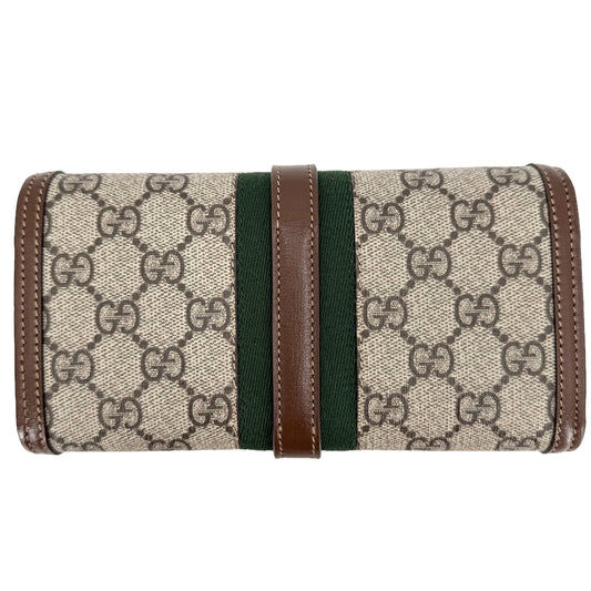 GUCCI グッチ チェーンウォレット シェリーライン ジャッキー1961 長財布 ロングウォレット 652681 GGスプリームキャンバス レザー ベージュ ブラウン 茶 ゴールド金具 レディース【中古品】
