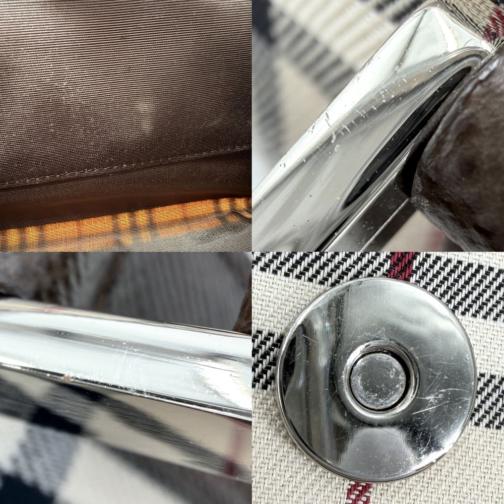 BURBERRY バーバリー ハンドバッグ ノバチェック トートバッグ レザー キャンバス ベージュ ブラウン 茶 シルバー金具 レディース【中古品】