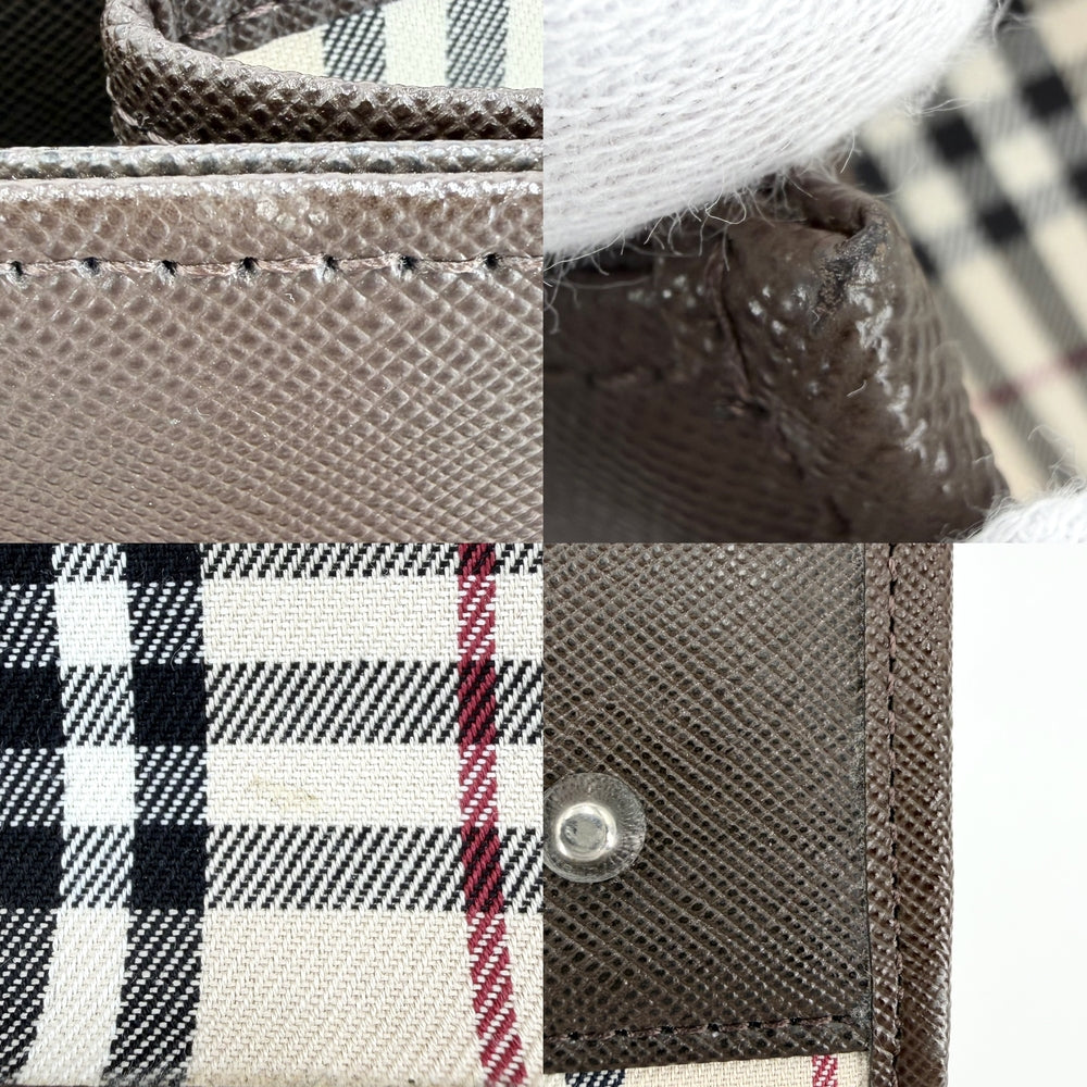 BURBERRY バーバリー ハンドバッグ ノバチェック トートバッグ レザー キャンバス ベージュ ブラウン 茶 シルバー金具 レディース【中古品】