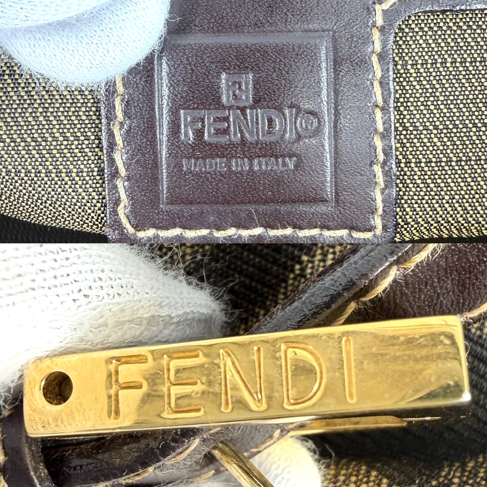 FENDI フェンディ トートバッグ ズッカ ハンドバッグ キャンバス レザー ブラウン 茶 ゴールド金具 レディース【中古品】