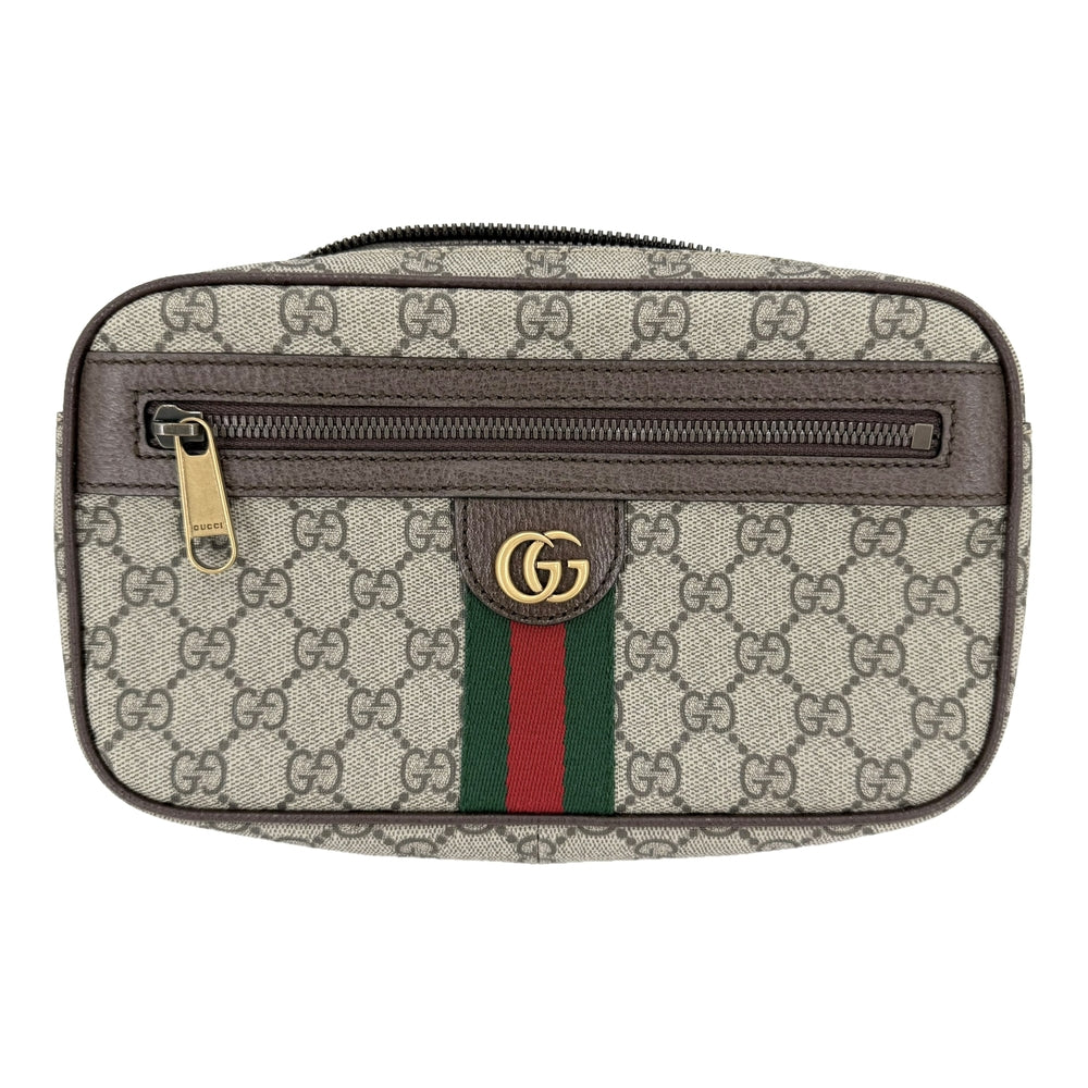 GUCCI グッチ ボディバッグ オフィディア ウエストバッグ ボディバッグ シェリーライン 574796 GGスプリームキャンバス レザー ベージュ ブラウン 茶 ゴールド金具 メンズ【中古品】