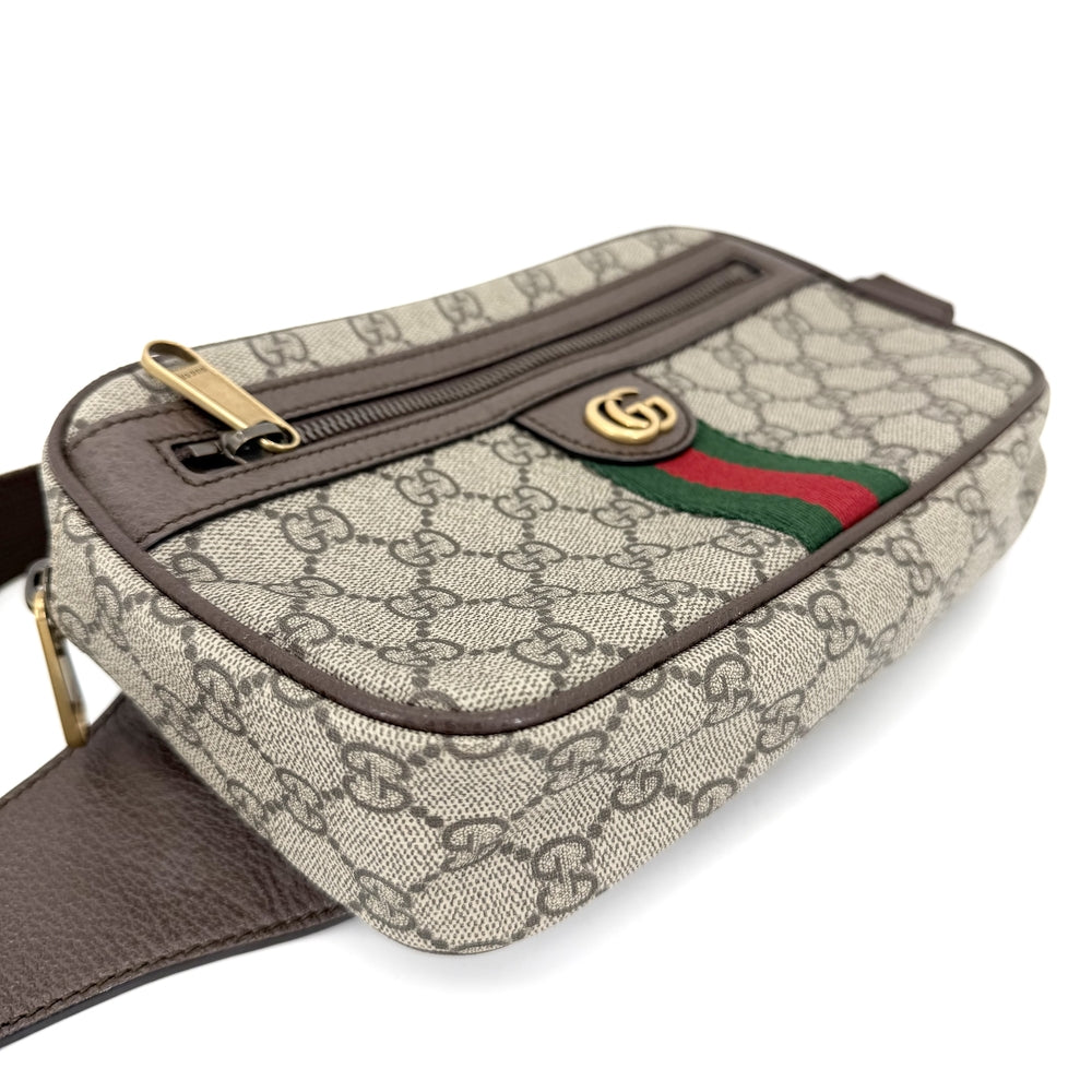 GUCCI グッチ ボディバッグ オフィディア ウエストバッグ ボディバッグ シェリーライン 574796 GGスプリームキャンバス レザー ベージュ ブラウン 茶 ゴールド金具 メンズ【中古品】