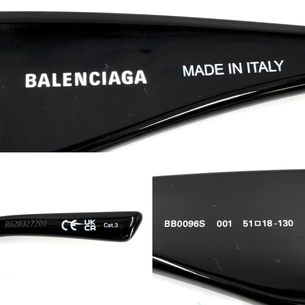 BALENCIAGA バレンシアガ サングラス アイウェア 眼鏡 Dynasty Rectangle 621643 アセテート ブラック 黒 ゴールド金具 レディース【中古品】