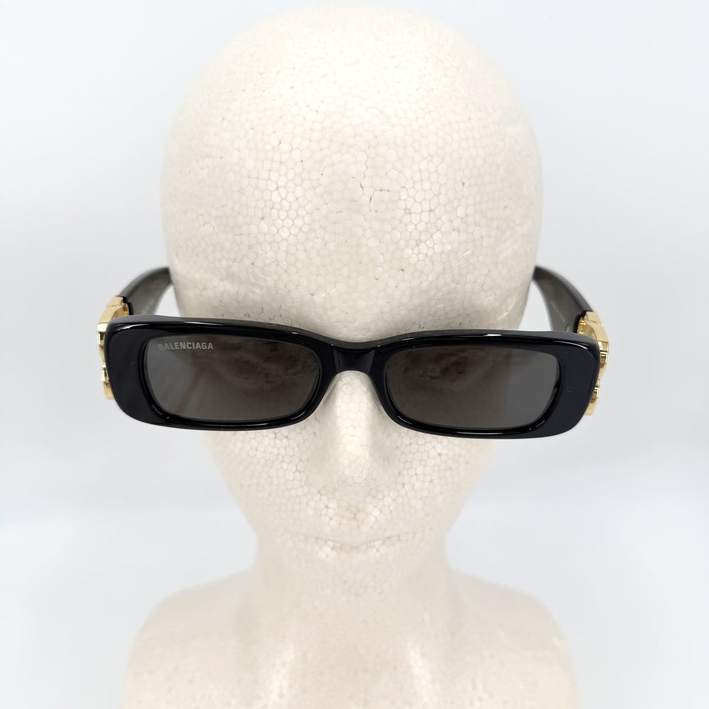 BALENCIAGA バレンシアガ サングラス アイウェア 眼鏡 Dynasty Rectangle 621643 アセテート ブラック 黒 ゴールド金具 レディース【中古品】