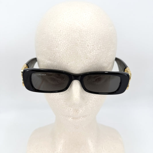 BALENCIAGA バレンシアガ サングラス アイウェア 眼鏡 Dynasty Rectangle 621643 アセテート ブラック 黒 ゴールド金具 レディース【中古品】