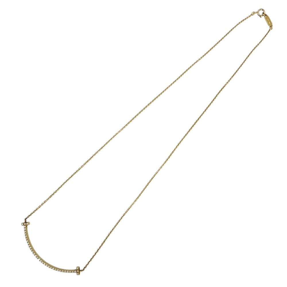 TIFFANY&Co. ティファニー ネックレス Tスマイル スモール ペンダント ジュエリー アクセサリー 18金YG Au750 K18イエローゴールド ダイヤモンド レディース 約2.4g【中古品】