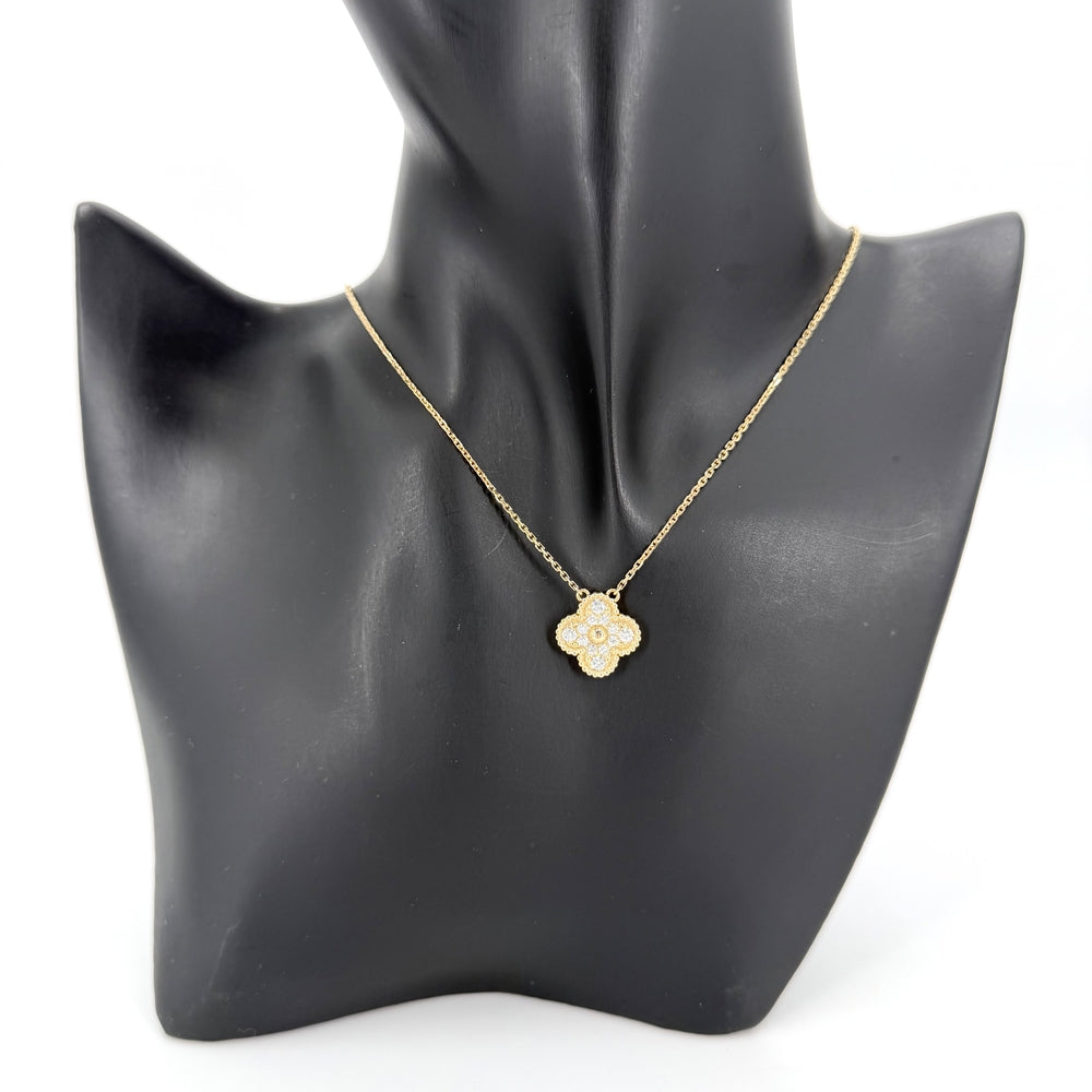 Van Cleef & Arpels ヴァンクリーフ＆アーペル ネックレス ヴィンテージアルハンブラ アクセサリー ジュエリー K18イエローゴールド ダイヤモンド0.48ct VCARA45300 レディース 約5.4g【中古品】