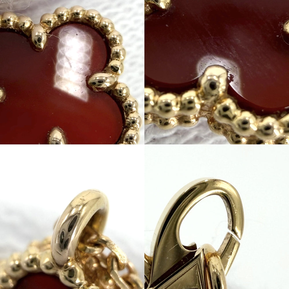 Van Cleef & Arpels ヴァンクリーフ＆アーペル ネックレス スウィートアルハンブラ 18金PG ローズゴールド K18ピンクゴールド カーネリアン レッド 赤 レディース 約2.1g【中古品】