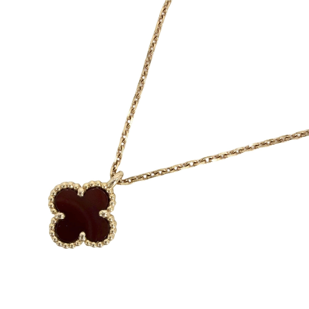 Van Cleef & Arpels ヴァンクリーフ＆アーペル ネックレス スウィートアルハンブラ 18金PG ローズゴールド K18ピンクゴールド カーネリアン レッド 赤 レディース 約2.1g【中古品】