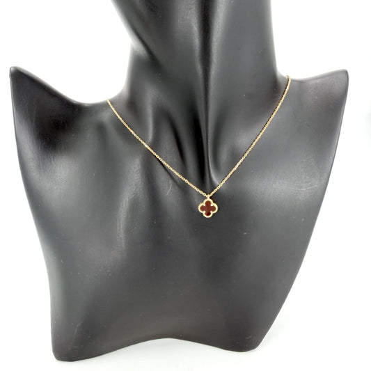 Van Cleef & Arpels ヴァンクリーフ＆アーペル ネックレス スウィートアルハンブラ 18金PG ローズゴールド K18ピンクゴールド カーネリアン レッド 赤 レディース 約2.1g【中古品】