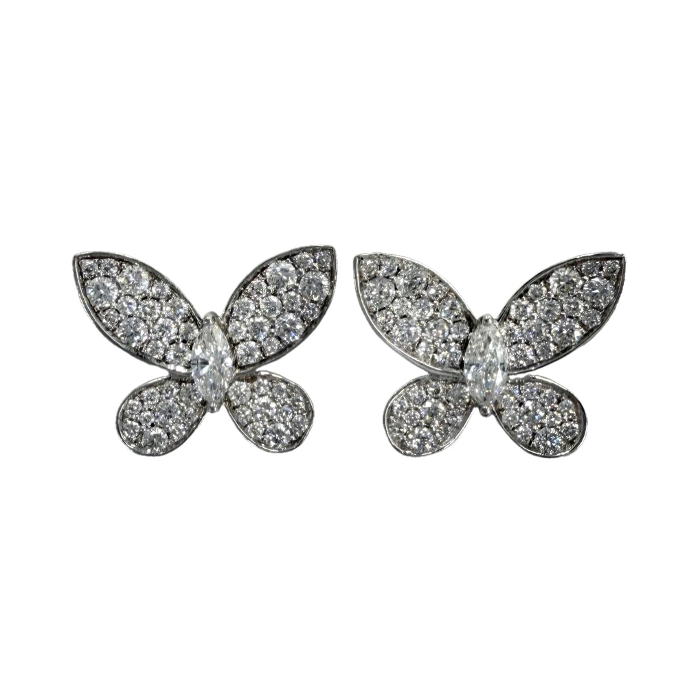 GRAFF グラフ ピアス パヴェバタフライ スタッドピアス ジュエリー アクセサリー Au750 18金WG K18ホワイトゴールド ダイヤモンド レディース 約5.2g【中古品】