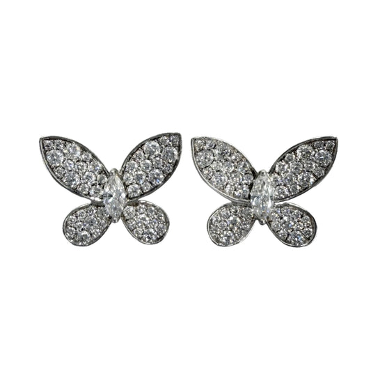 GRAFF グラフ ピアス パヴェバタフライ スタッドピアス ジュエリー アクセサリー Au750 18金WG K18ホワイトゴールド ダイヤモンド レディース 約5.2g【中古品】