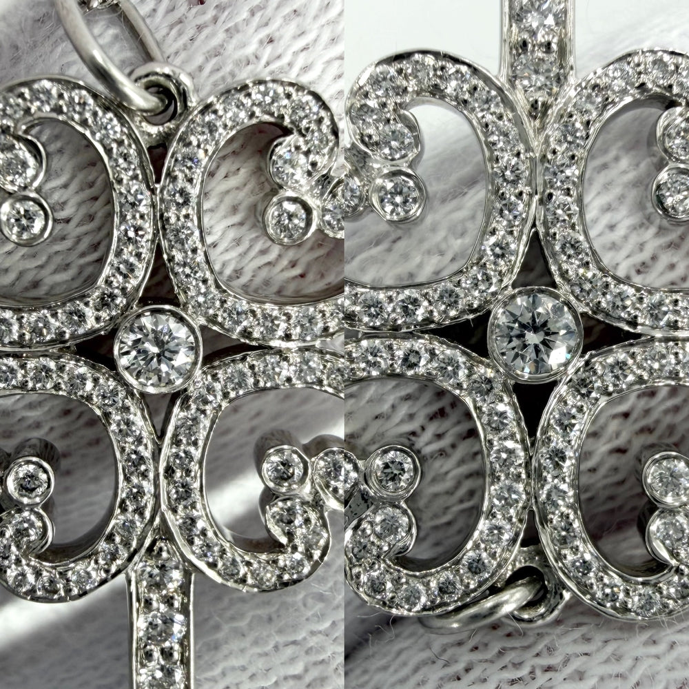 TIFFANY&Co. ティファニー ネックレス クアトラハートキー クローバー ジュエリー アクセサリー Pt950プラチナ ダイヤモンド レディース 約6.1g【中古品】