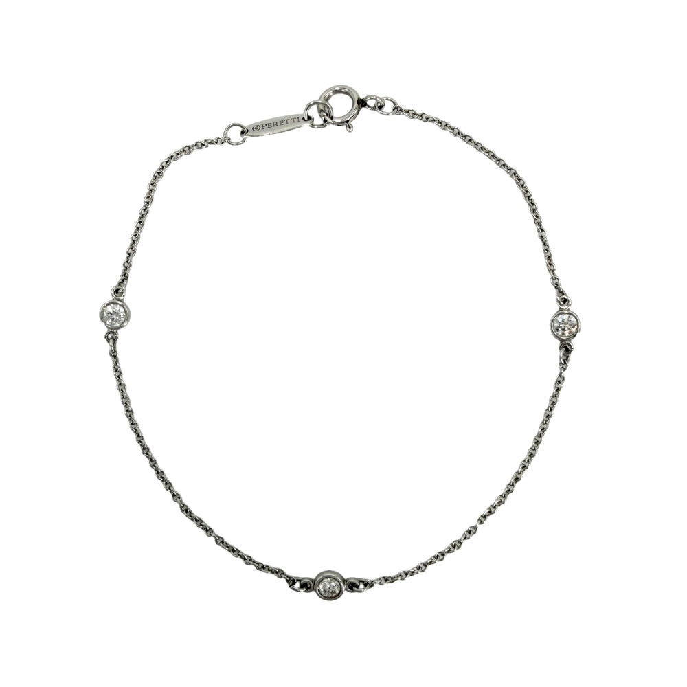 TIFFANY&Co. ティファニー ブレスレット エルサペレッティ バイザヤード アクセサリー ジュエリー 3Pダイヤ Pt950プラチナ ダイヤモンド レディース 約1.4g【中古品】