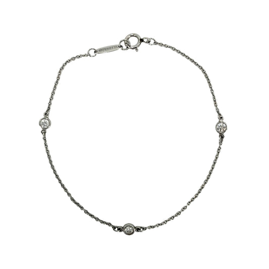 TIFFANY&Co. ティファニー ブレスレット エルサペレッティ バイザヤード アクセサリー ジュエリー 3Pダイヤ Pt950プラチナ ダイヤモンド レディース 約1.4g【中古品】