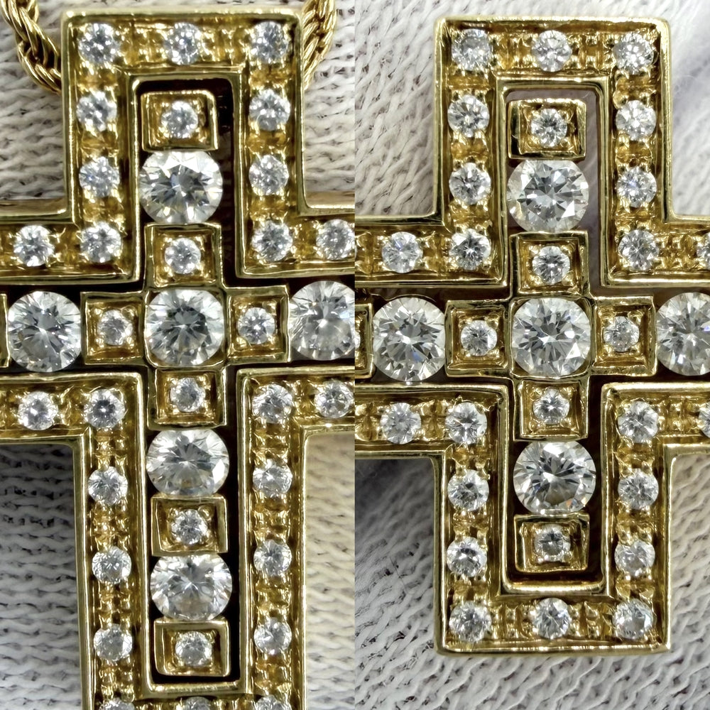Damiani ダミアーニ ネックレス ベルエポックS クロスモチーフ ジュエリー アクセサリー Bell Epoque 18金YG Au750 K18イエローゴールド ダイヤモンド レディース 約10.8g【中古品】