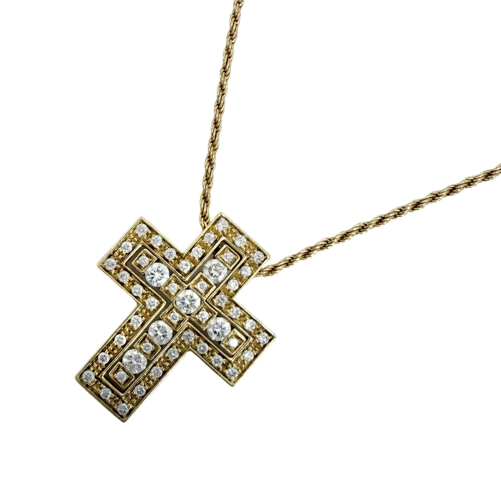 Damiani ダミアーニ ネックレス ベルエポックS クロスモチーフ ジュエリー アクセサリー Bell Epoque 18金YG Au750 K18イエローゴールド ダイヤモンド レディース 約10.8g【中古品】