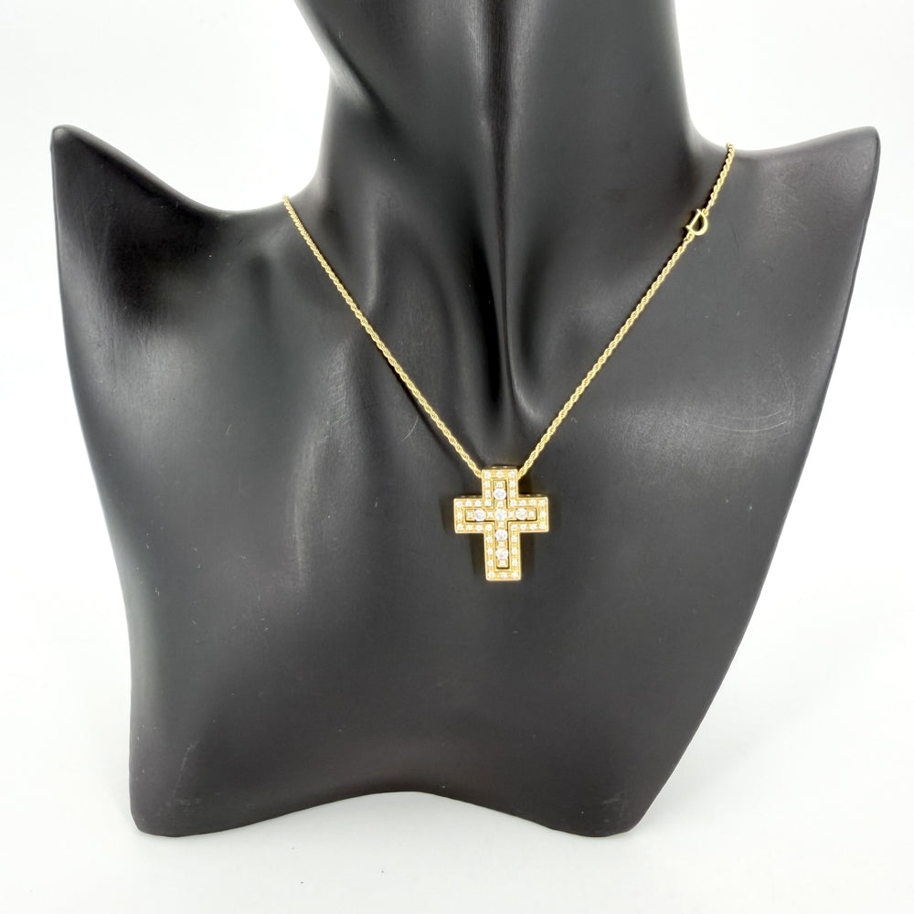 Damiani ダミアーニ ネックレス ベルエポックS クロスモチーフ ジュエリー アクセサリー Bell Epoque 18金YG Au750 K18イエローゴールド ダイヤモンド レディース 約10.8g【中古品】