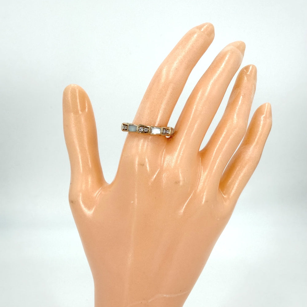 BVLGARI ブルガリ 指輪 セルペンティ ヴァイパー ジュエリー アクセサリー 18金PG Au750 56サイズ K18ピンクゴールド シェル 約15.5号 レディース 約4.8g【中古品】