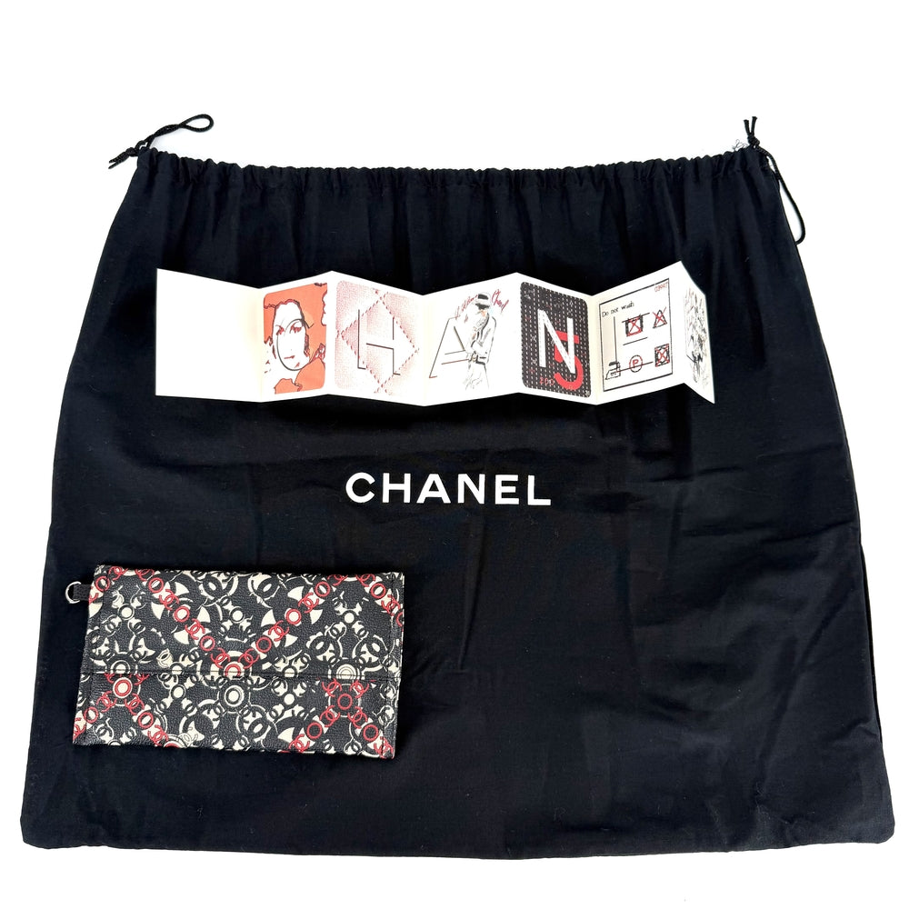 CHANEL シャネル トートバッグ ココトラベル ハンドバッグ ココマーク PVCコーティングキャンバス レザー ブラック 黒 レッド 赤 シルバー金具 レディース【中古品】