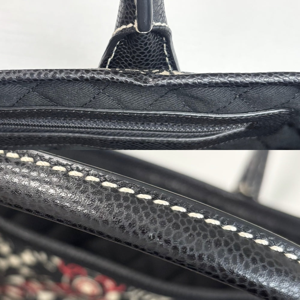 CHANEL シャネル トートバッグ ココトラベル ハンドバッグ ココマーク PVCコーティングキャンバス レザー ブラック 黒 レッド 赤 シルバー金具 レディース【中古品】