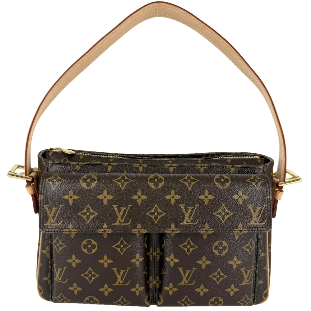 LOUIS VUITTON ルイヴィトン ショルダーバッグ モノグラム ヴィバシテGM セミショルダーバッグ M51163 ブラウン 茶 ゴールド金具 レディース【中古品】