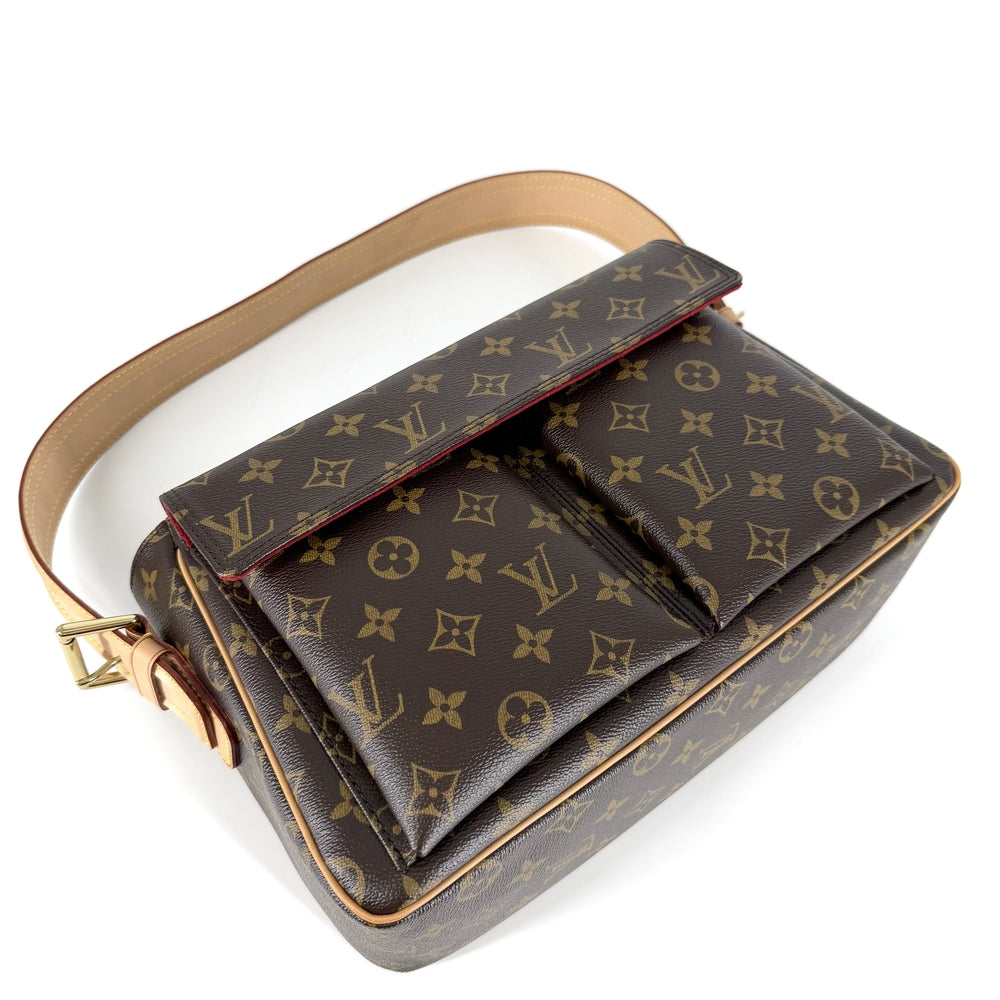 LOUIS VUITTON ルイヴィトン ショルダーバッグ モノグラム ヴィバシテGM セミショルダーバッグ M51163 ブラウン 茶 ゴールド金具 レディース【中古品】
