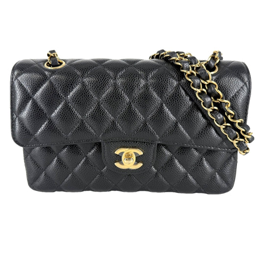 CHANEL シャネル ショルダーバッグ マトラッセ23 ダブルチェーン ダブルフラップ ココマーク ターンロック キャビアスキン ブラック 黒 ゴールド金具 レディース【中古品】
