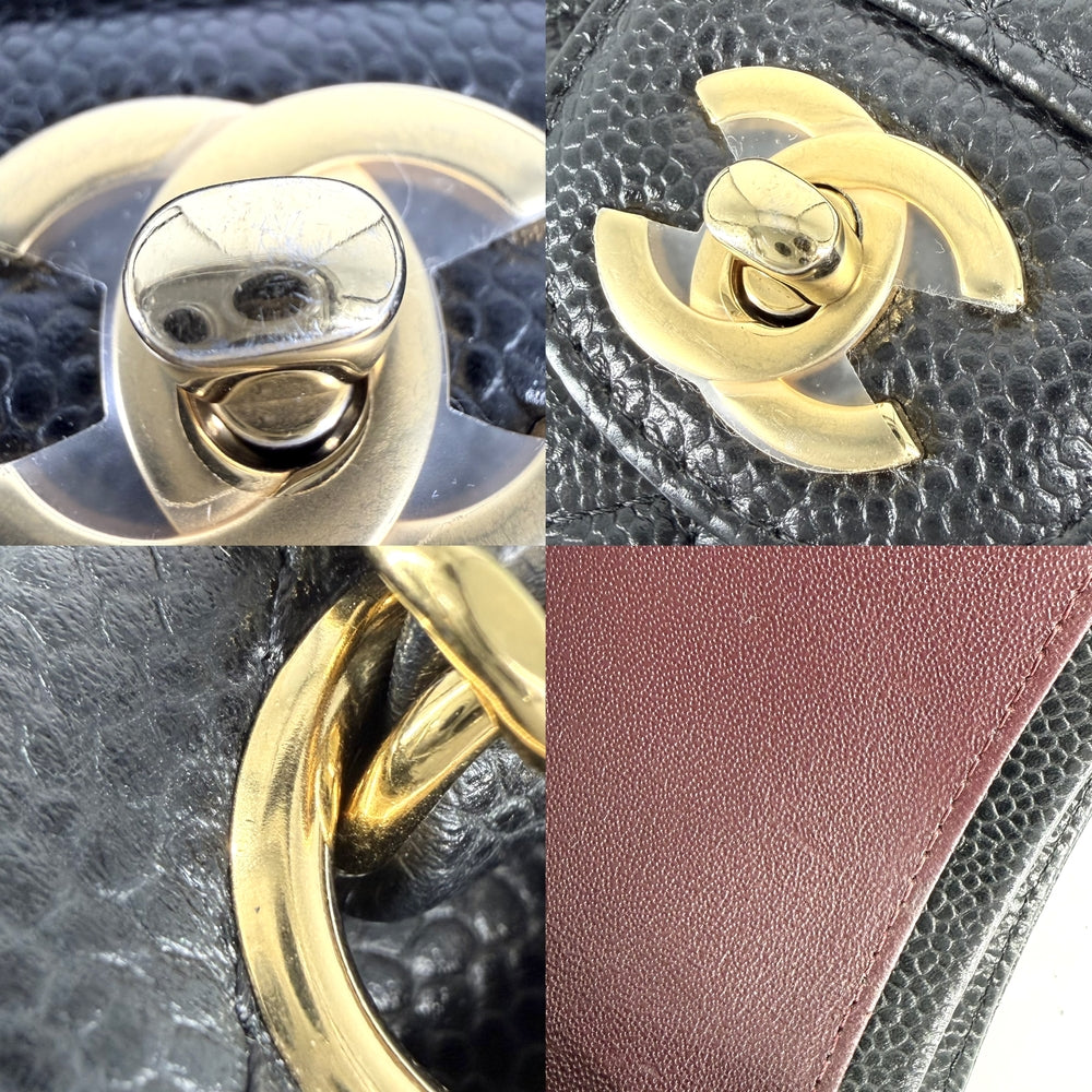 CHANEL シャネル ショルダーバッグ マトラッセ23 ダブルチェーン ダブルフラップ ココマーク ターンロック キャビアスキン ブラック 黒 ゴールド金具 レディース【中古品】