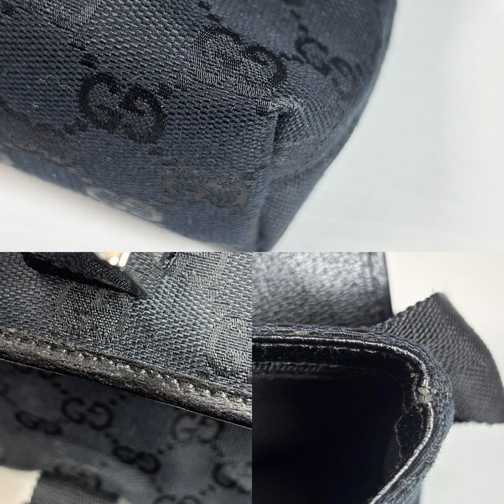 GUCCI グッチ ウエストバッグ ボディバッグ 131236 GGキャンバス ブラック 黒 シルバー金具 メンズ【中古品】