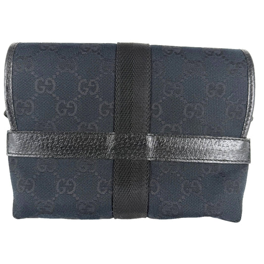 GUCCI グッチ ウエストバッグ ボディバッグ 131236 GGキャンバス ブラック 黒 シルバー金具 メンズ【中古品】