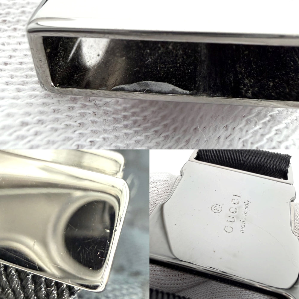 GUCCI グッチ ウエストバッグ ボディバッグ 131236 GGキャンバス ブラック 黒 シルバー金具 メンズ【中古品】