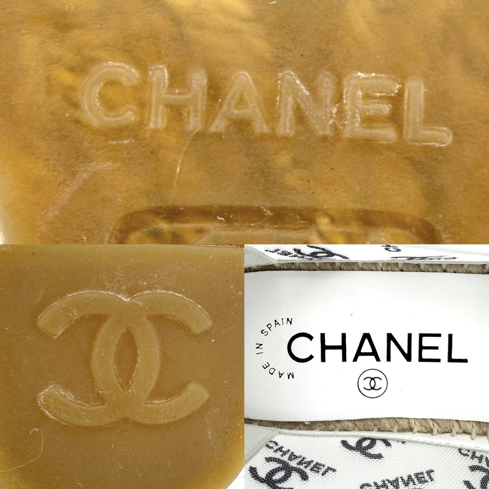 CHANEL シャネル スニーカー エスパドリーユ フラットシューズ ココマーク メッシュ 靴 36サイズ 約23cm G34673 ホワイト 白 ブラック 黒 レディース【中古品】