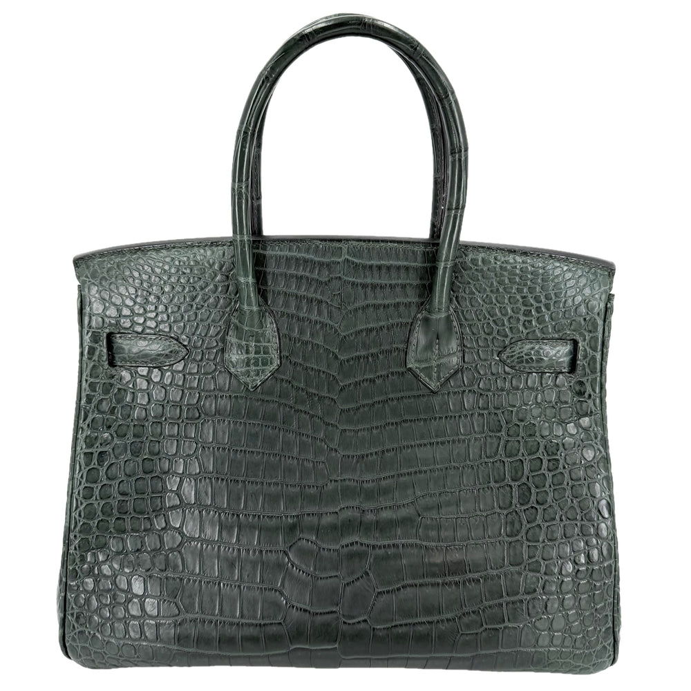 HERMES エルメス ハンドバッグ バーキン30 内縫い マット Z刻印 ポロサスマット ダークグリーン シルバー金具 レディース 2021年【中古品】