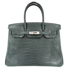 HERMES エルメス ハンドバッグ バーキン30 内縫い マット Z刻印 ポロサスマット ダークグリーン シルバー金具 レディース 2021年【中古品】