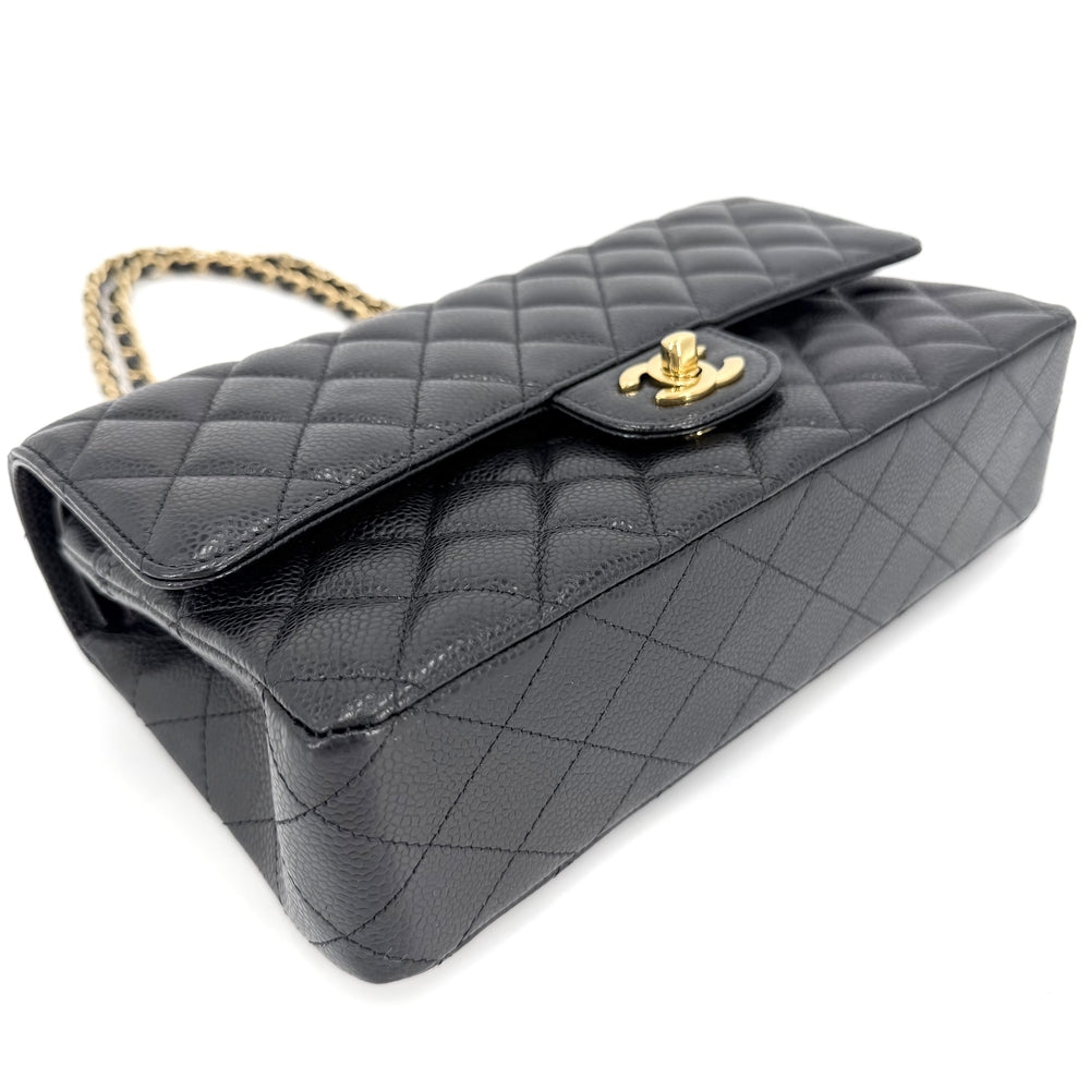 CHANEL シャネル ショルダーバッグ マトラッセ25 ダブルチェーン ココマーク ダブルフラップ キャビアスキン ブラック 黒 ゴールド金具 レディース【中古品】