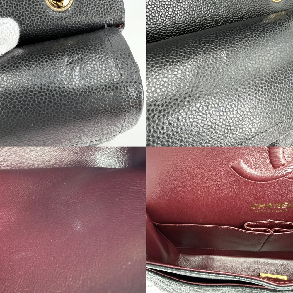 CHANEL シャネル ショルダーバッグ マトラッセ25 ダブルチェーン ココマーク ダブルフラップ キャビアスキン ブラック 黒 ゴールド金具 レディース【中古品】