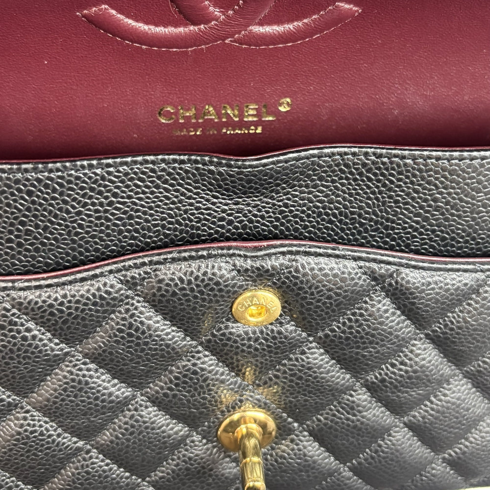 CHANEL シャネル ショルダーバッグ マトラッセ25 ダブルチェーン ココマーク ダブルフラップ キャビアスキン ブラック 黒 ゴールド金具 レディース【中古品】