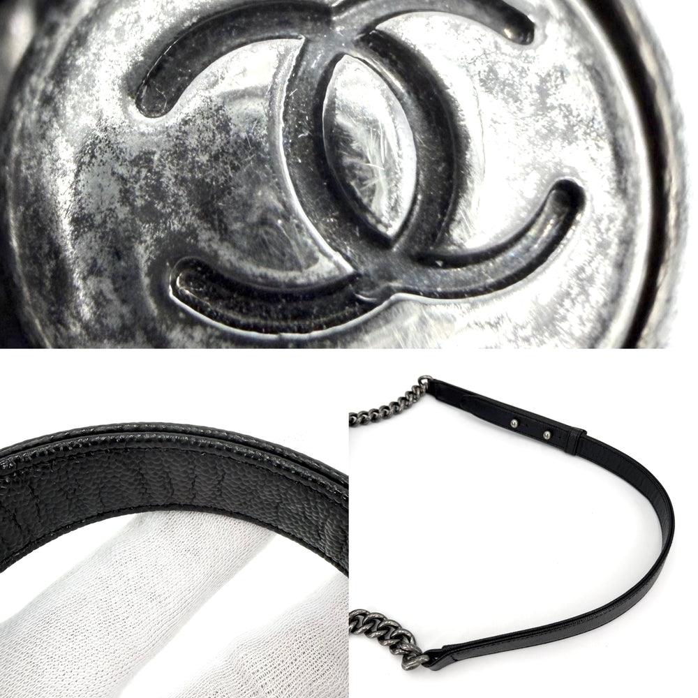 CHANEL シャネル ショルダーバッグ マトラッセ ボーイシャネル ココマーク BOY CHANEL キャビアスキン ブラック 黒 マットシルバー金具 レディース【中古品】