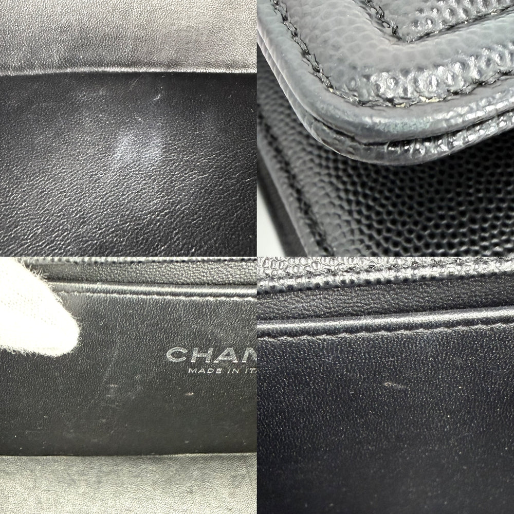 CHANEL シャネル ショルダーバッグ マトラッセ ボーイシャネル ココマーク BOY CHANEL キャビアスキン ブラック 黒 マットシルバー金具 レディース【中古品】