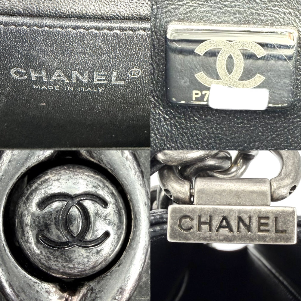 CHANEL シャネル ショルダーバッグ マトラッセ ボーイシャネル ココマーク BOY CHANEL キャビアスキン ブラック 黒 マットシルバー金具 レディース【中古品】