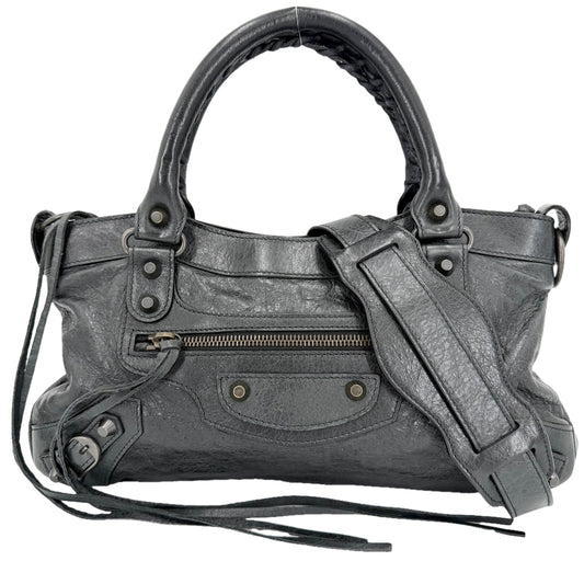 BALENCIAGA バレンシアガ 2WAY ザファースト ハンドバッグ ショルダーバッグ 103208 レザー ブラック 黒 アンティークゴールド金具 レディース【中古品】