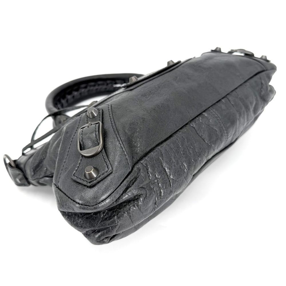 BALENCIAGA バレンシアガ 2WAY ザファースト ハンドバッグ ショルダーバッグ 103208 レザー ブラック 黒 アンティークゴールド金具 レディース【中古品】